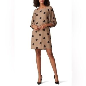 Amanda Uprichard Tan Black Polka Dot Walsh Shift Dress Medium M YY10